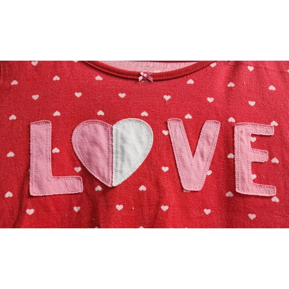 Carters Girls Red Heart Print LOVE Nightgown‎ Sleep Dress Size 8 10